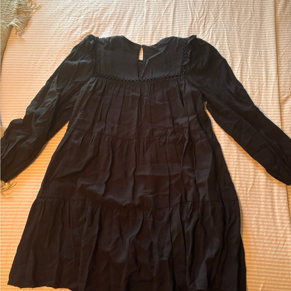 Free the Roses Black Long Sleeve Dress